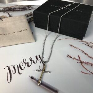 DAVID YURMAN Petite Cross Necklace with 18K Gold